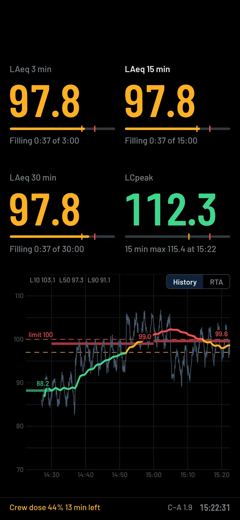 SPL Monitor web view on a phone
